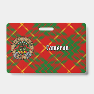 Clan Cameron Crest over Tartan ID Badge