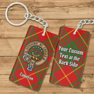 Clan Cameron Crest over Tartan Key Ring