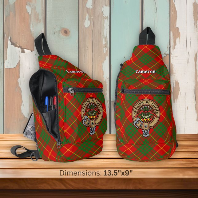Clan Cameron Crest over Tartan Sling Bag (Creator Uploaded)