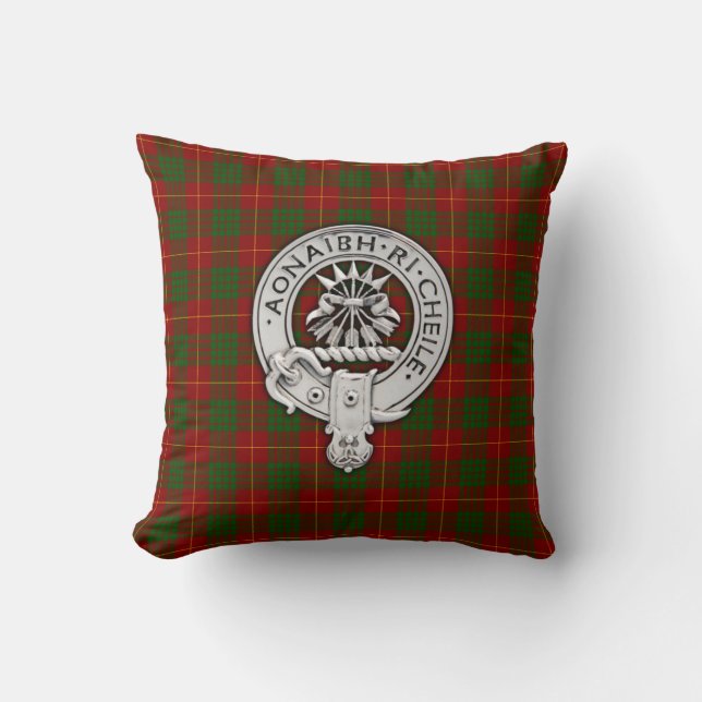 Clan Cameron Crest & Tartan Cushion (Front)