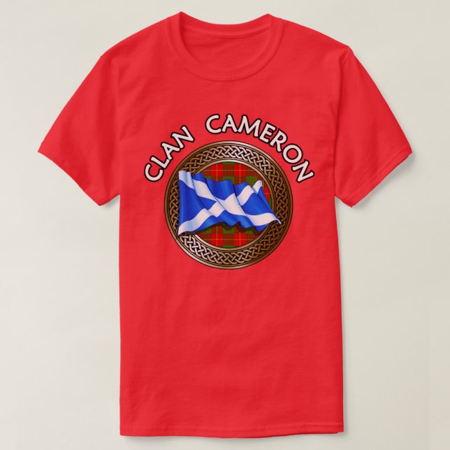 Clan Cameron Crest Tartan Knot T-Shirt (Design Front)