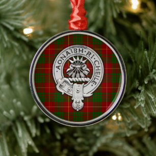 Clan Cameron Crest & Tartan Metal Tree Decoration