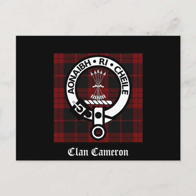 Clan Cameron Crest & Tartan Postcard (Front)