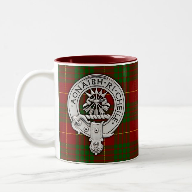 Clan Cameron Crest & Tartan Two-Tone Coffee Mug (Left)