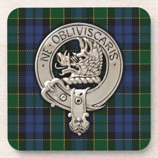 Clan Campbell Crest & Breadalbane Tartan Coaster (Front)