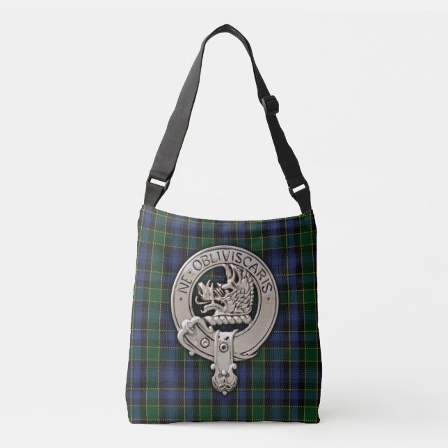 Clan Campbell Crest & Breadalbane Tartan Crossbody Bag (Front)