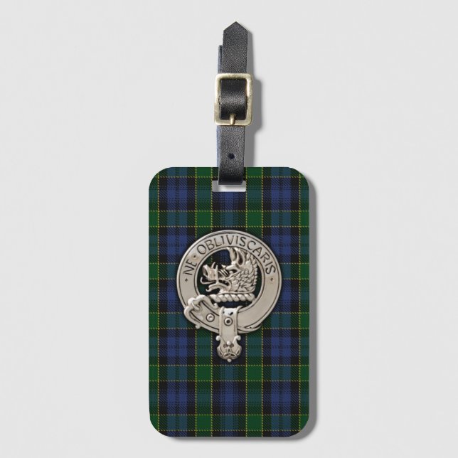 Clan Campbell Crest & Breadalbane Tartan Luggage Tag (Front Vertical)