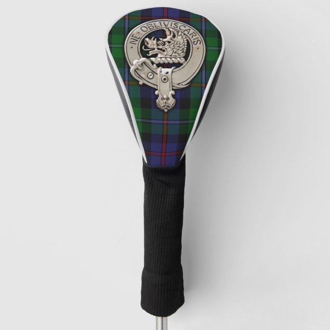 Clan Campbell Crest & Cawdor Tartan Golf Head Cover (Front)