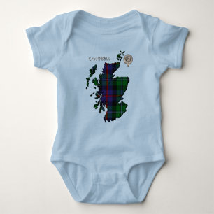 Clan Campbell Crest & Cawdor Tartan Map Baby Bodysuit