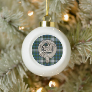 Clan Campbell Crest & Dress Tartan Ceramic Ball Christmas Ornament