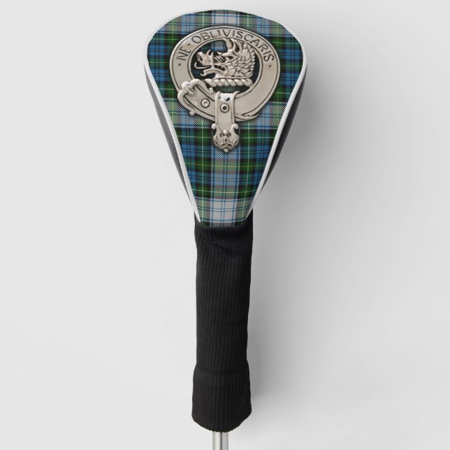 Clan Campbell Crest & Dress Tartan Golf Head Cover (Front)