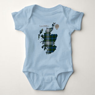 Clan Campbell Crest & Dress Tartan Map Baby Bodysuit