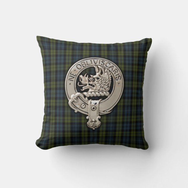Clan Campbell Crest & Tartan Cushion (Front)