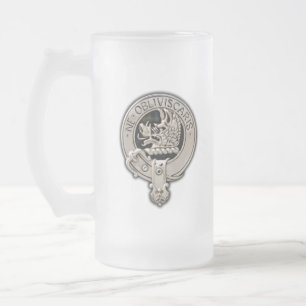 Clan Campbell Crest & Tartan Frosted Glass Beer Mug
