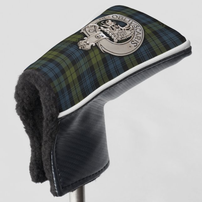 Clan Campbell Crest & Tartan Golf Head Cover (3/4 Front)