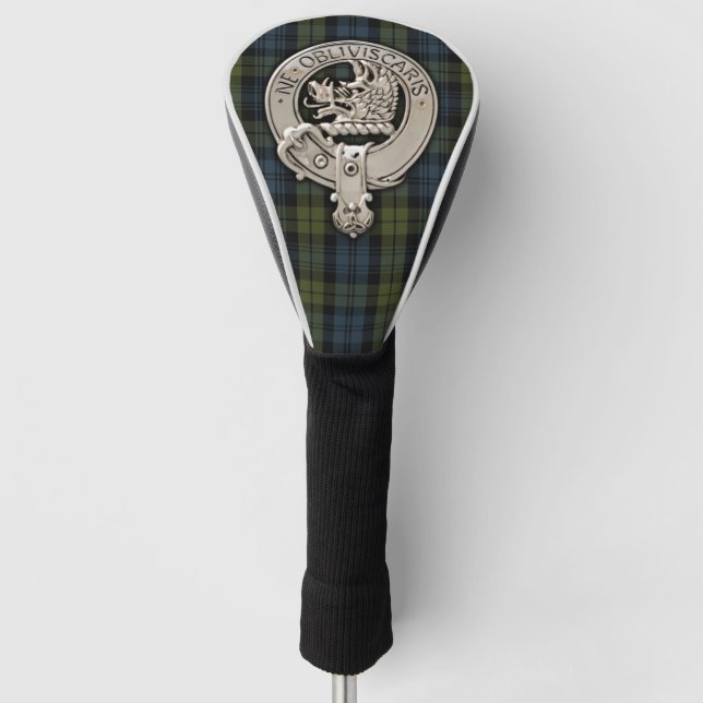 Clan Campbell Crest & Tartan Golf Head Cover (Front)
