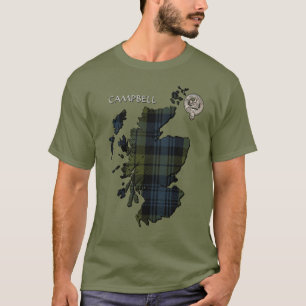 Clan Campbell Crest & Tartan Map T-Shirt