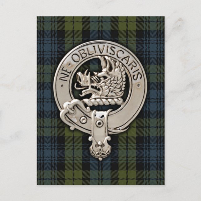 Clan Campbell Crest & Tartan Postcard (Front)