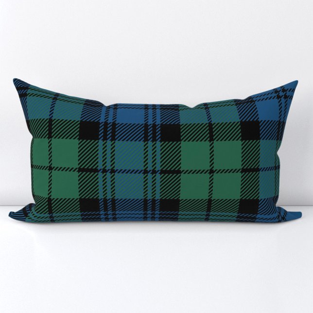 Clan Campbell Plaid Tartan Green Blue Black Check Lumbar Cushion (Rustic Plaid Farmhouse Campbell Tartan Lumber Pillow)