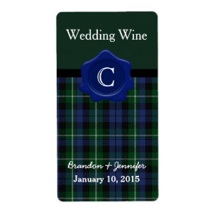 Clan Campbell Plaid Wedding Mini Wine Labels
