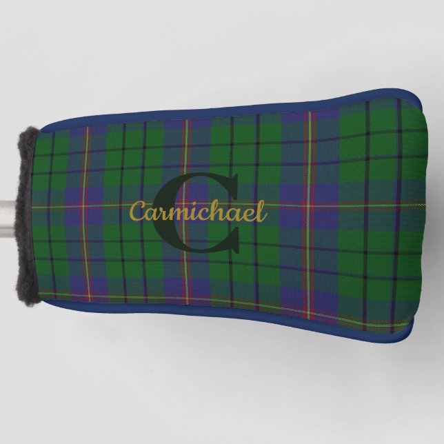 Clan Carmichael Plaid Monogrammed Golf Head Cover (Front)