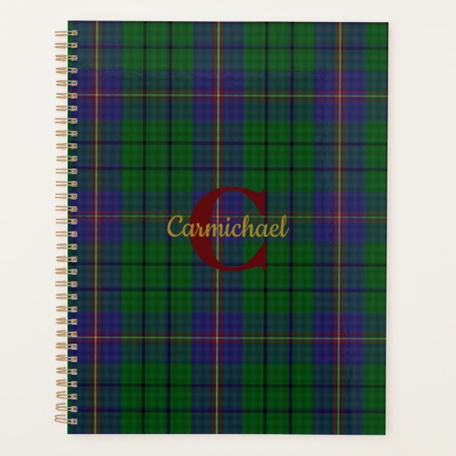 Clan Carmichael Plaid Monogrammed  Planner (Front)