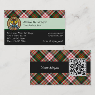 Clan Carnegie Crest over Dress Tartan Business Card