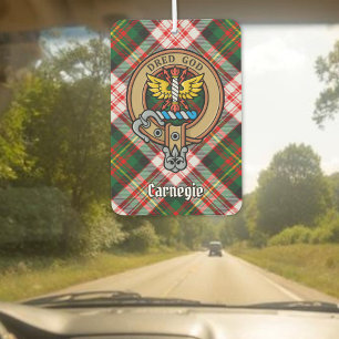 Clan Carnegie Crest over Dress Tartan Car Air Freshener