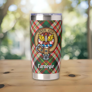 Clan Carnegie Crest over Dress Tartan Insulated Tumbler