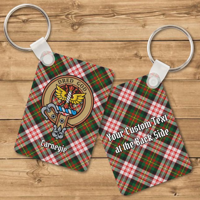 Clan Carnegie Crest over Dress Tartan Key Ring (Creator Uploaded)