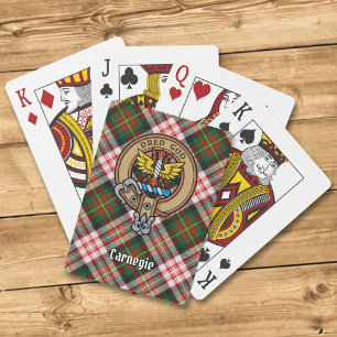 Clan Carnegie Crest over Dress Tartan Playing Cards