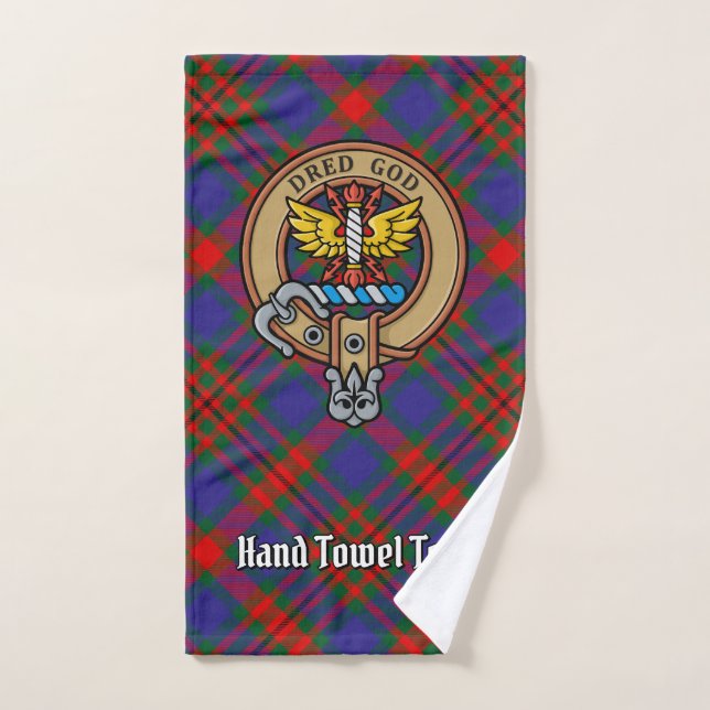 Clan Carnegie Crest over Tartan Bath Towel Set (Hand Towel)