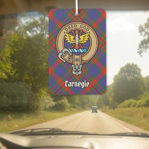 Clan Carnegie Crest over Tartan Car Air Freshener