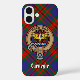 Clan Carnegie Crest over Tartan iPhone 16 Case