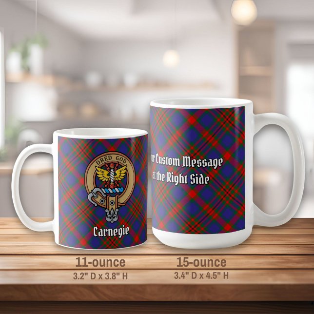 Clan Carnegie Crest over Tartan Coffee Mug (Creator Uploaded)