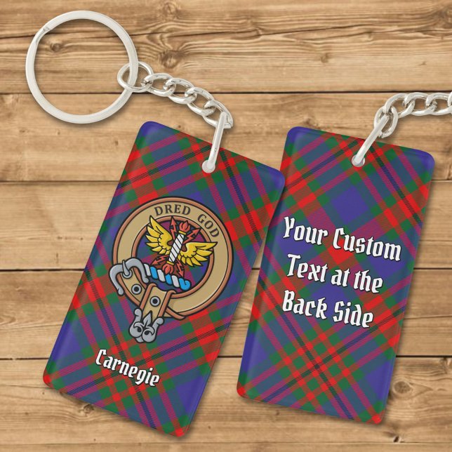 Clan Carnegie Crest over Tartan Key Ring (Creator Uploaded)