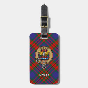 Clan Carnegie Crest over Tartan Luggage Tag