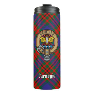 Clan Carnegie Crest over Tartan Thermal Tumbler