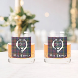 Clan Carnegie Crest Tartan Whiskey Glass
