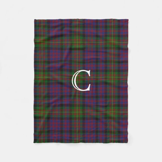 Clan Carnegie Plaid Monogram Fleece Blanket (Front)