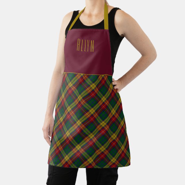 Clan Chef Buchanan Tartan Plaid Name Apron (Insitu)