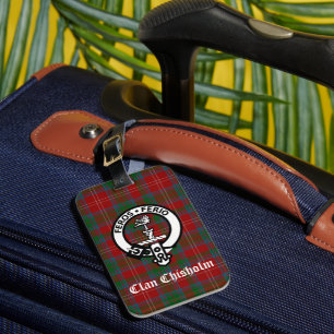 Clan Chisholm Crest Badge & Tartan Luggage Tag