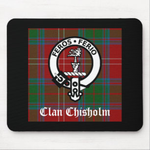 Clan Chisholm Tartan & Crest Badge Mouse Pad
