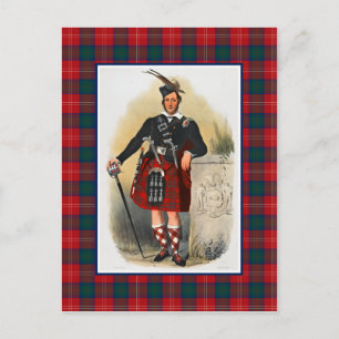 Clan Chisholm Vintage Illustration Tartan Frame Postcard