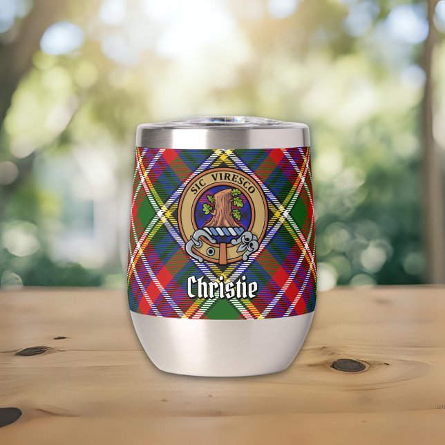 Clan Christie Crest over Tartan (Creator Uploaded)