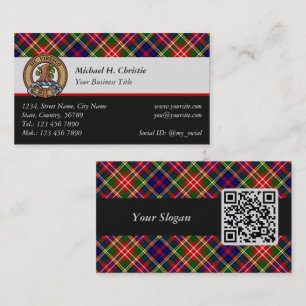 Clan Christie Crest over Tartan Business Card