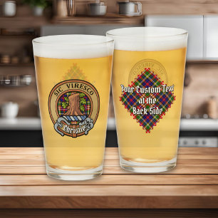 Clan Christie Crest over Tartan Glass