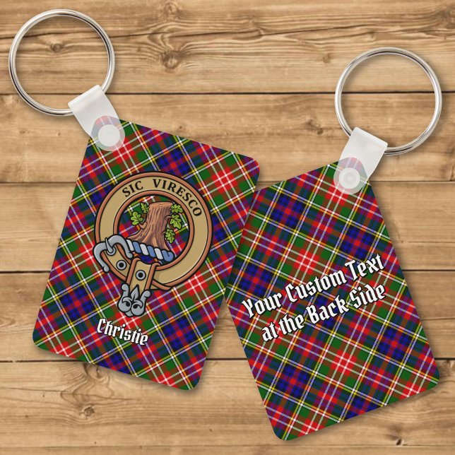 Clan Christie Crest over Tartan Key Ring (Creator Uploaded)