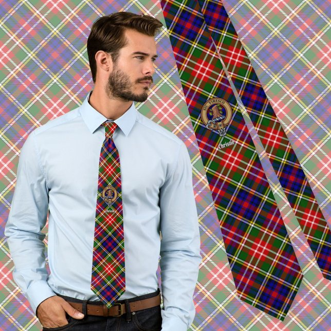 Clan Christie Crest over Tartan Tie (Creator Uploaded)