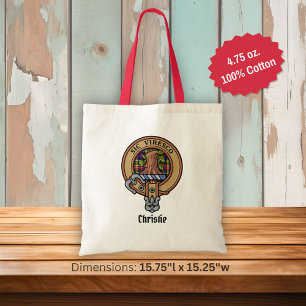 Clan Christie Crest over Tartan Tote Bag